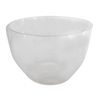 Large bowl made of transparent bubbled blown glass