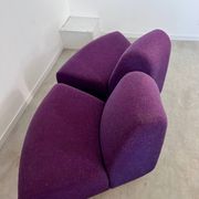 Lot 2 low chairs Space Age design from the 70s purple fabric vintage armchair