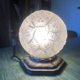Charles Ranc art deco lamp, bedside lamp, nickel-plated bronze and glass globe