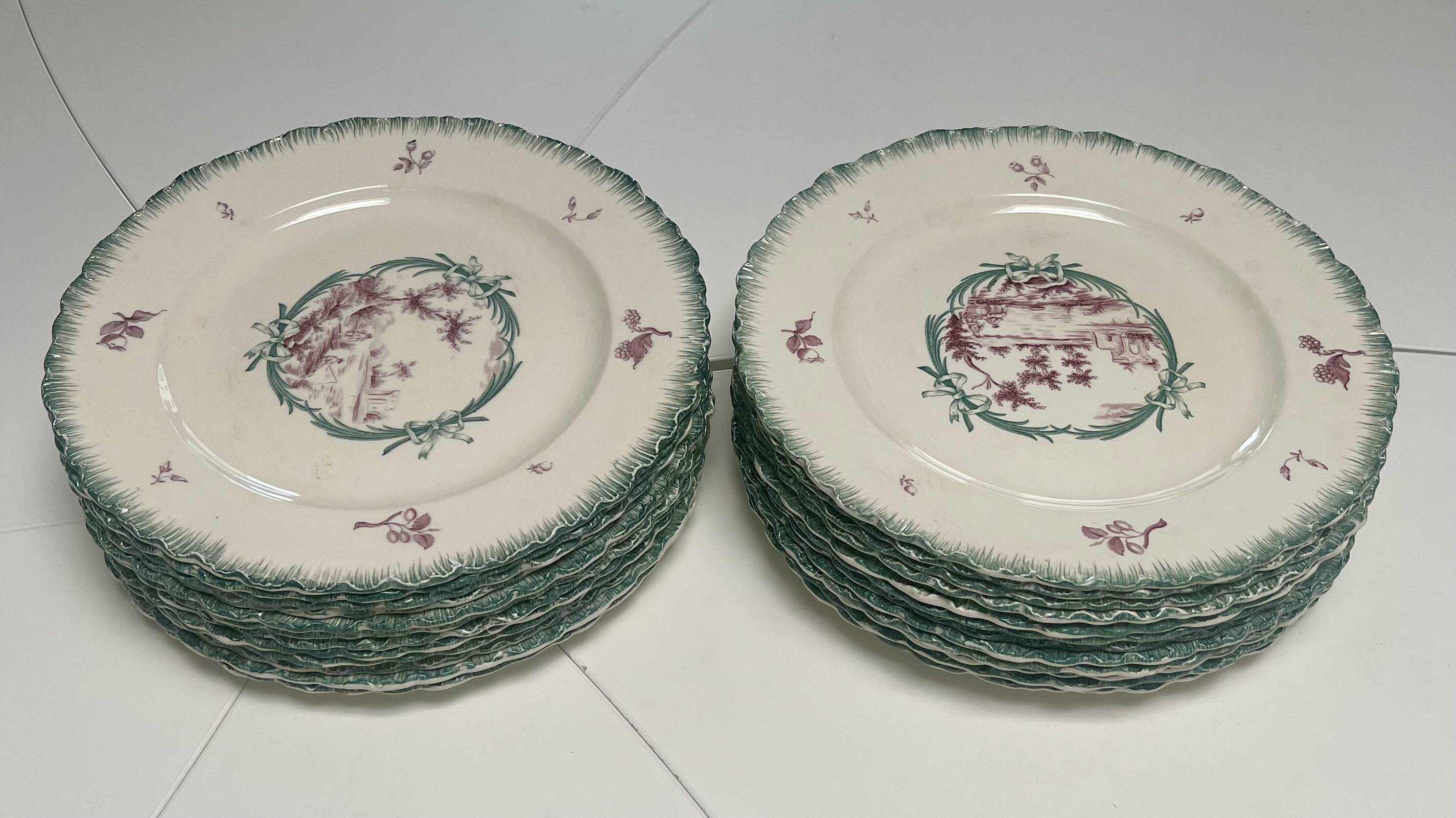 SET OF 12 PLATES - PENTHIÈVRE MODEL - WEDGWOOD MANUFACTURER