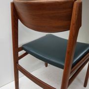 Set of 4 Scandinavian Teak and Green Leatherette Dining Chairs