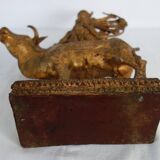 Golden bronze statue of Shiva on Nandi, India, mid-20th century.