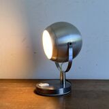 Eye ball lamp. 1970. Brushed stainless steel.