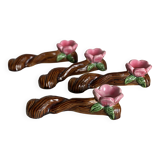 Set of 4 vintage 1960s barbotine table decoration candlesticks