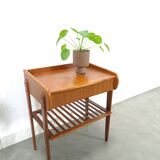 Teak fineer nachtkastjes set met lade uit Zweden