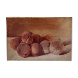Tableau nature morte pêches de vigne