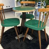 Set of pedestal table and 3 vintage bistro chairs from the 1960s