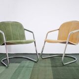 2 chaises vintage cantilever chrome