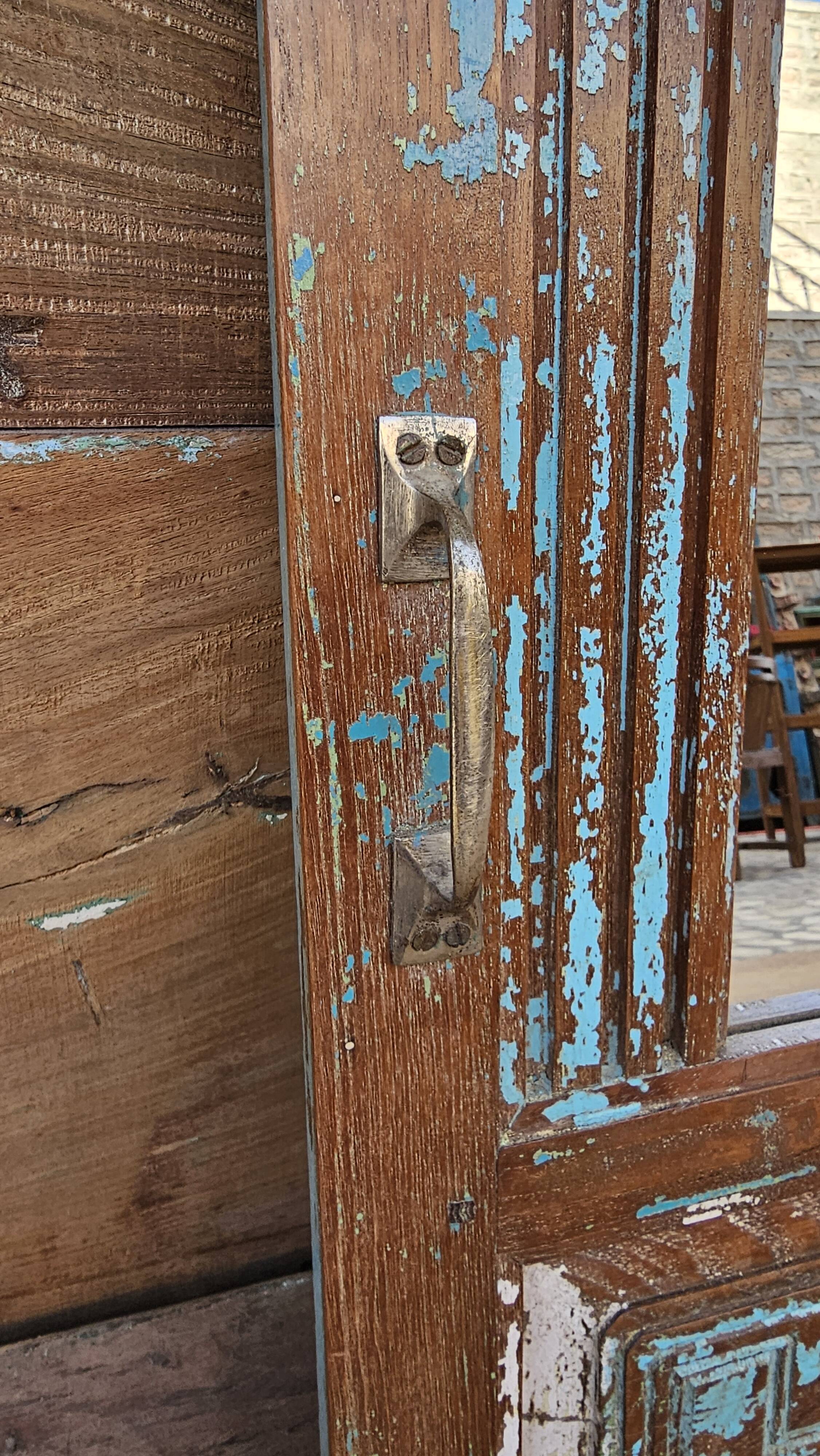 Burmese teak window mirror