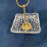 Empty serving dish golden pocket and glass mold vintage crystal way