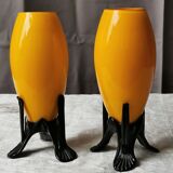 Pair of yellow vases "mickaël powolny and loetz"