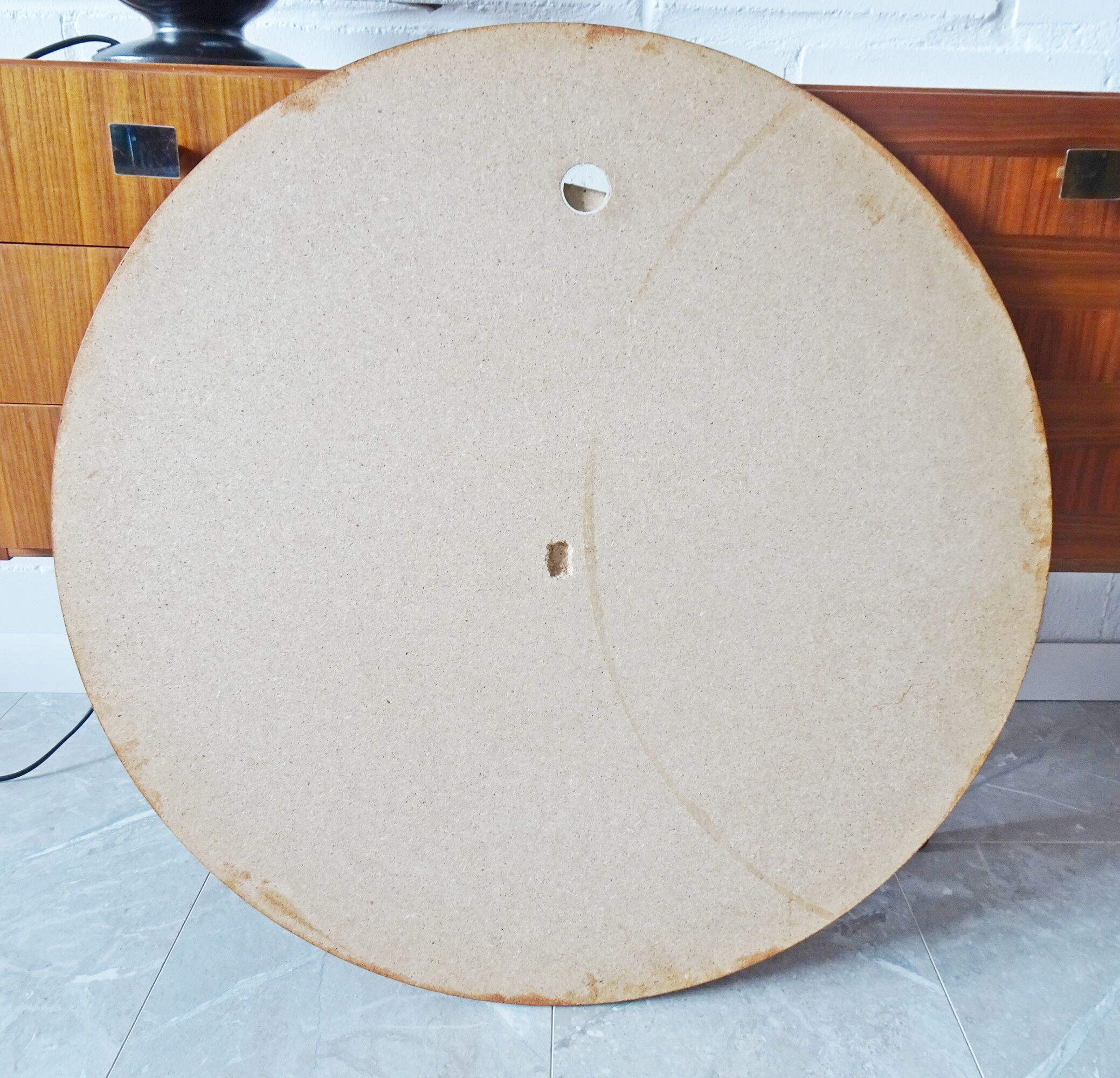 round teak mirror