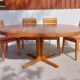 round or oval table with extension, central leg, vintage Baumann design