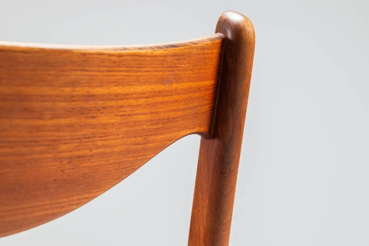 Arne Wahl Iversen set of six teak dining chairs Glyngore Denmark 1960