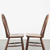 2 chaises bistrot Windsor en bois, années 70