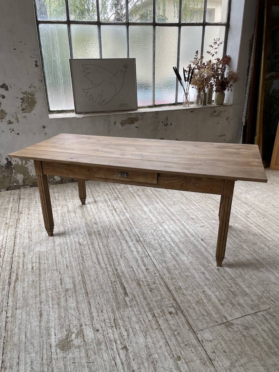 1950s oak butcher's farm table