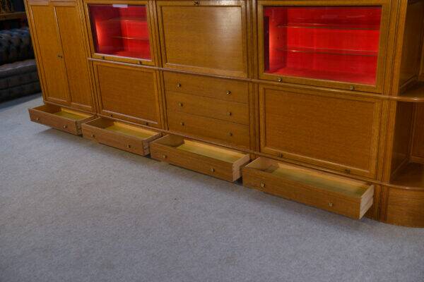 Modular furniture set by Pierre Cruege for Martin Dupuis in light oak, 1960