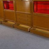 Modular furniture set by Pierre Cruege for Martin Dupuis in light oak, 1960