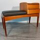 Bench phone 2 drawers in teck and black leather 1970