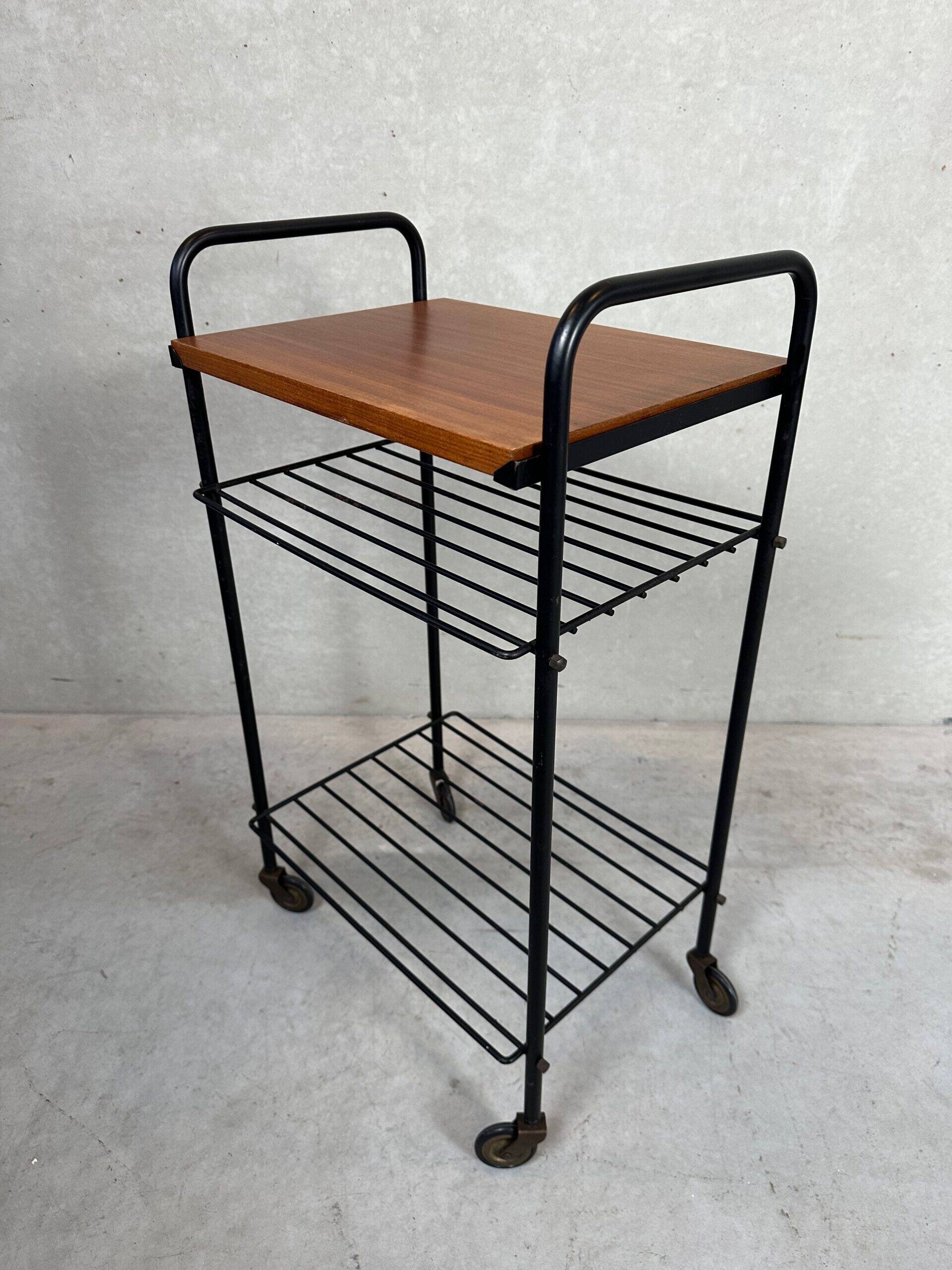 Vintage side table/70s trolley in teak