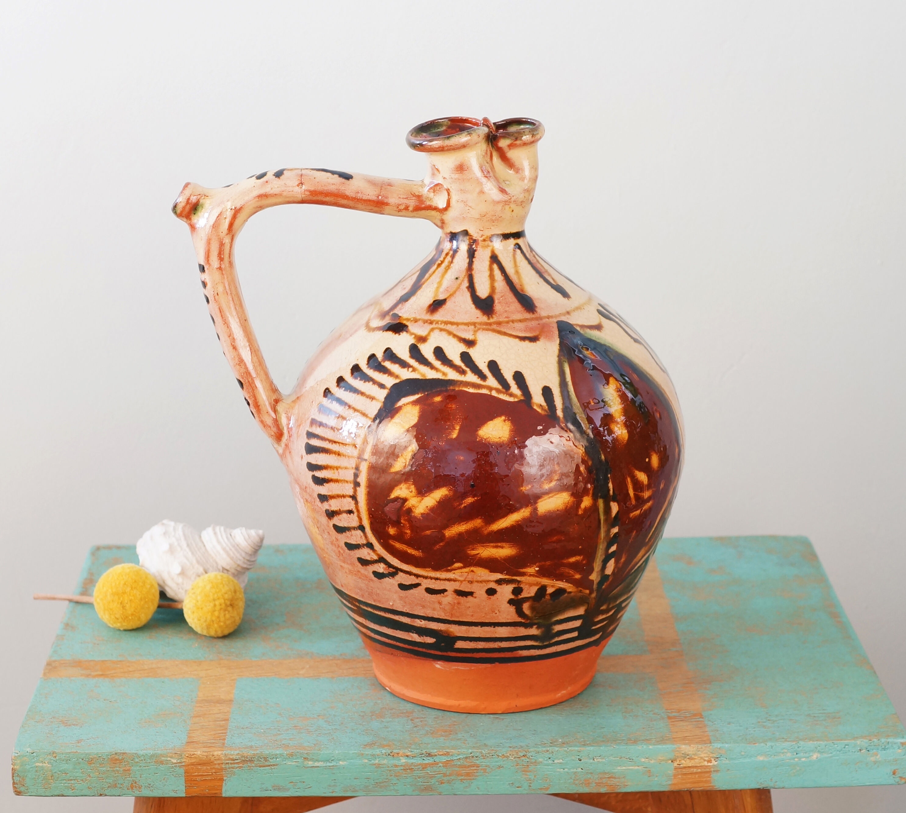 Glazed terracotta jug romania