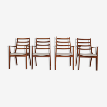 4 chaises de salle à manger en teck, Danemark des années 1960