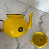 Vintage yellow enamel teapot made in Poland