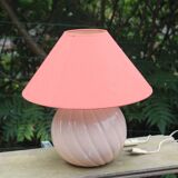 Vintage powder pink ceramic lamp with coral shade