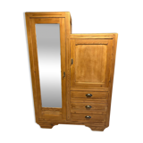 Asymmetrical raw wood wardrobe