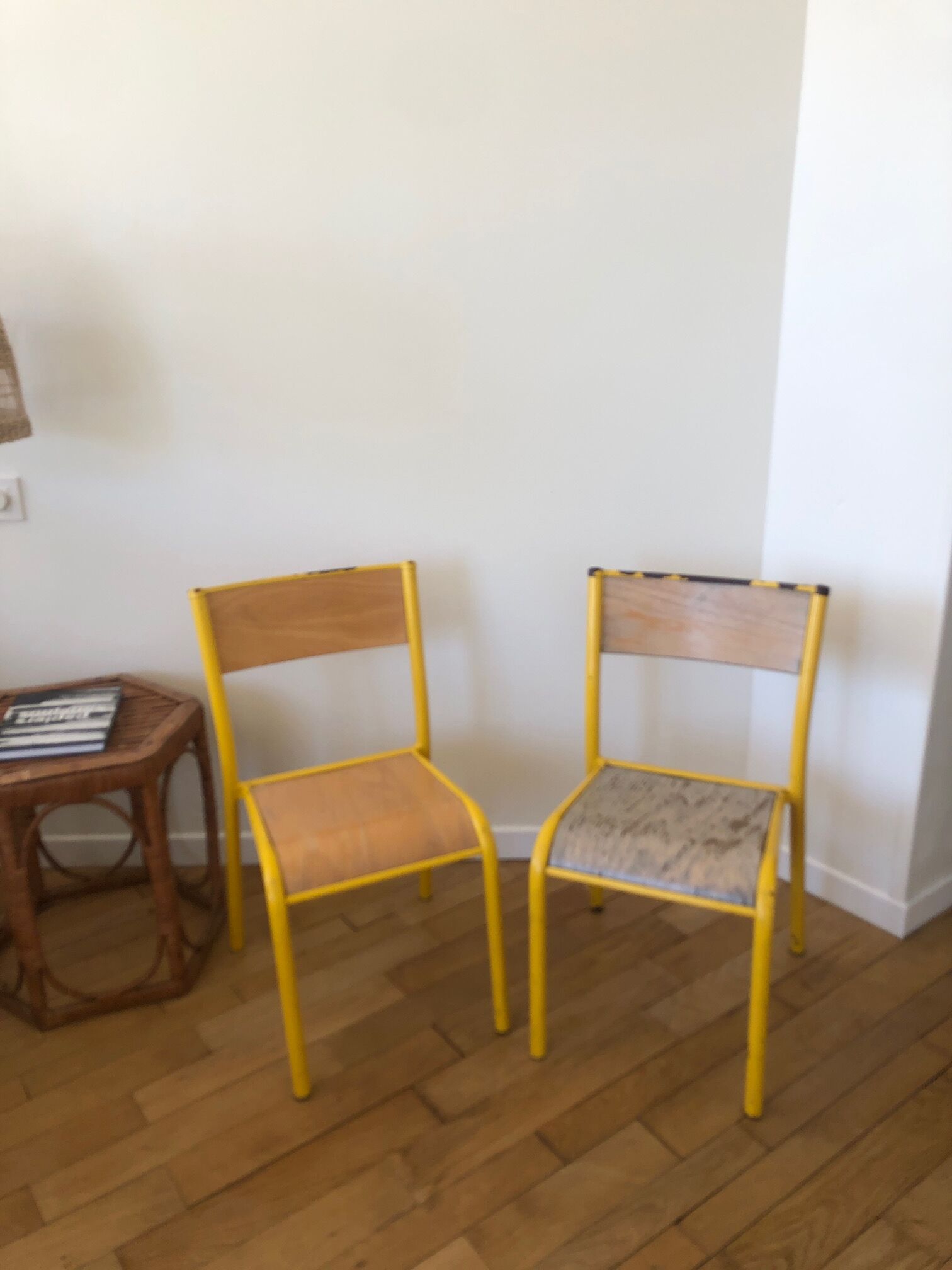 Set of 5 school vintage chairs