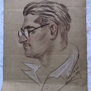 Pastel drawing 1971 man portrait with glasses, signed rose? marseille 13 bouche du rhône paper