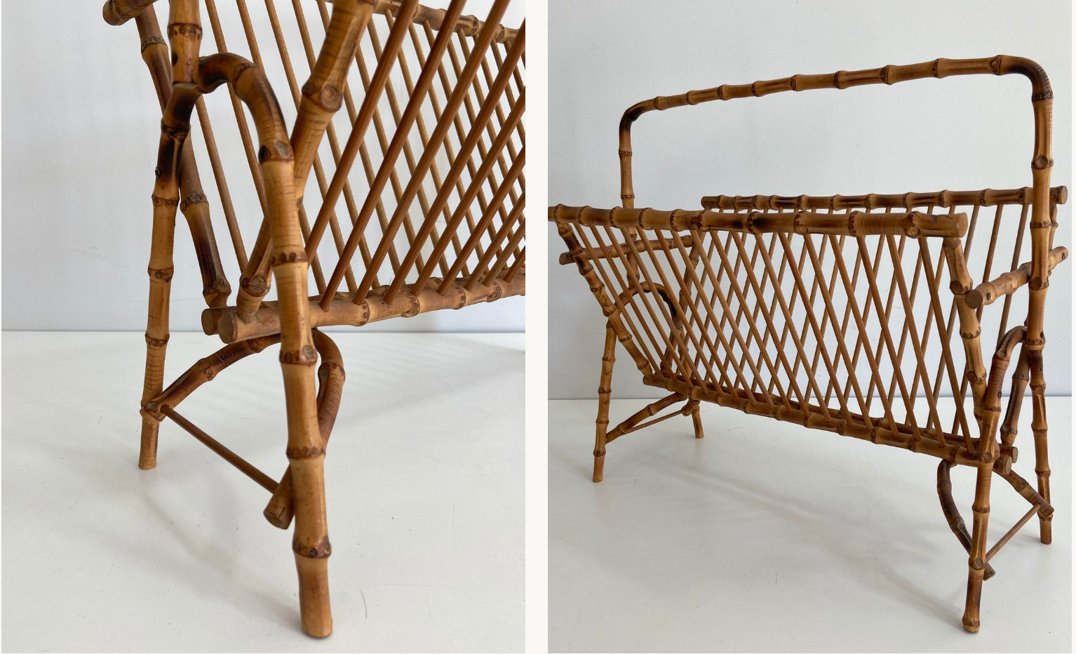 Porte-revues en rotin façon faux-bamboo