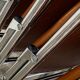 4 folding chairs chromed metal and Skaï fawn 1970