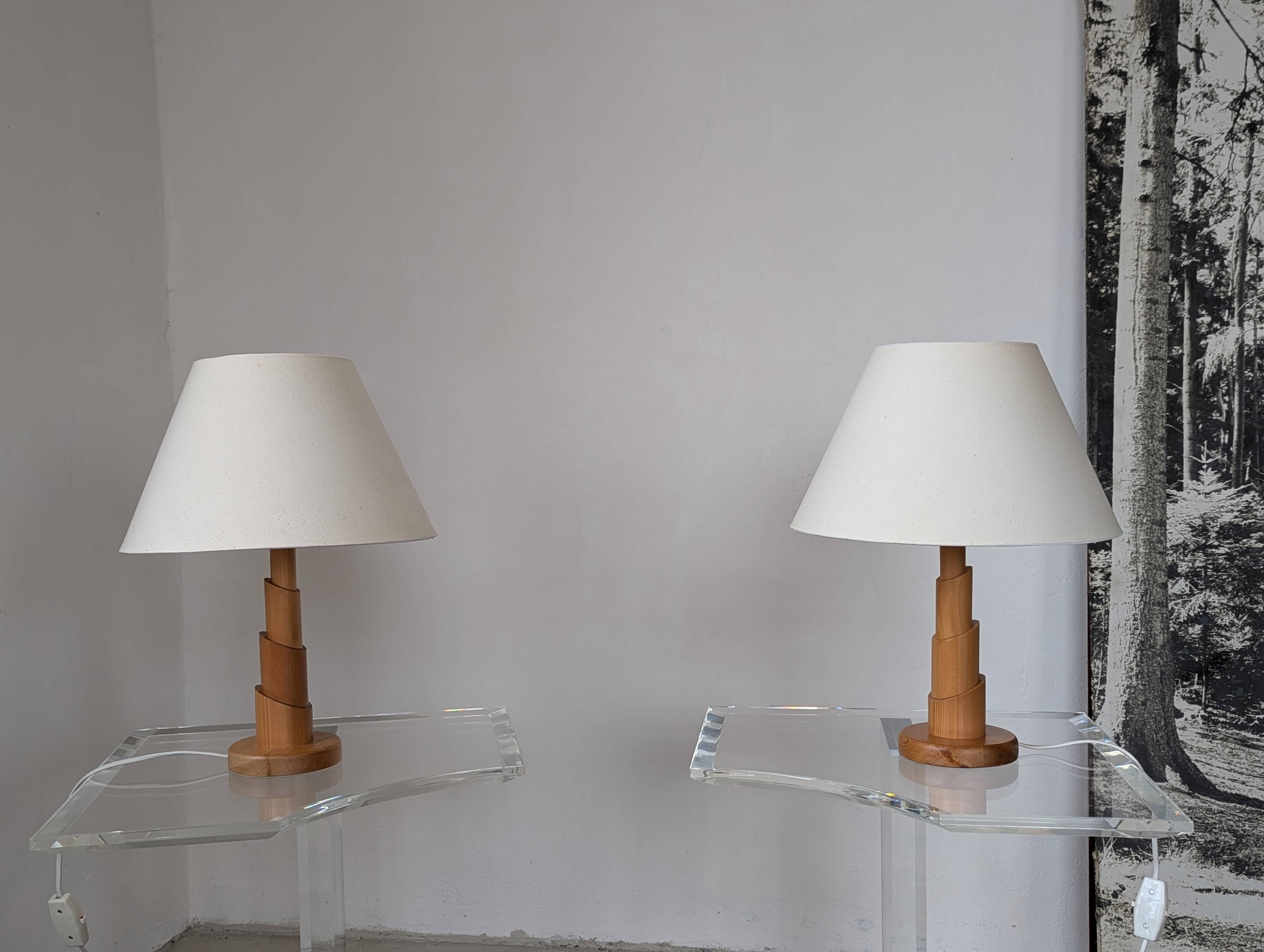 Pair of pine lamps, 1980s