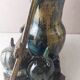 Old terracotta vase, pumpkin decoration, wood, to be identified