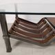 Iron and leather coffee table