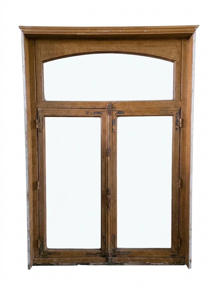 Pair of solid oak windows from the early 20th century.