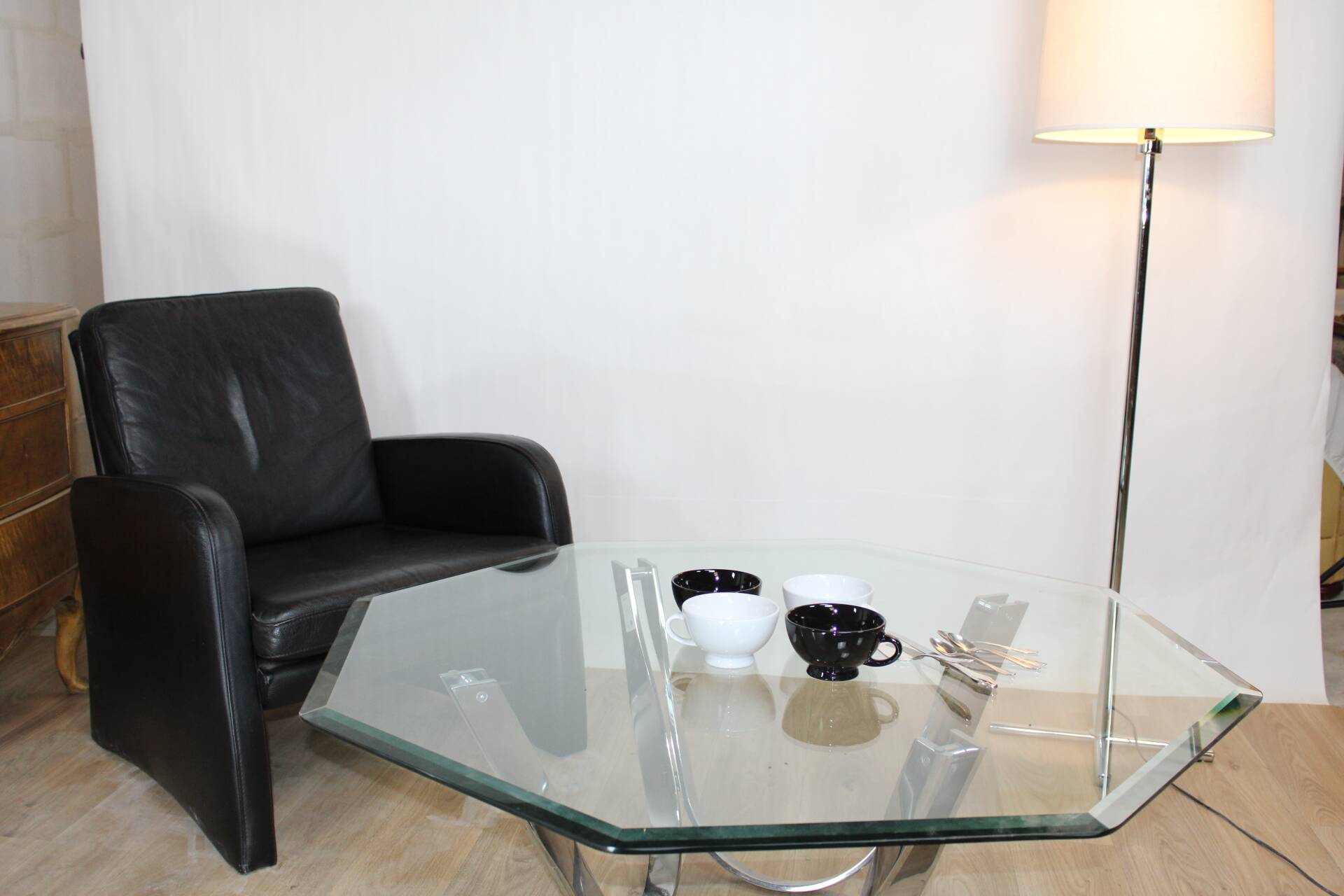 Black leather armchair 1970 Germany