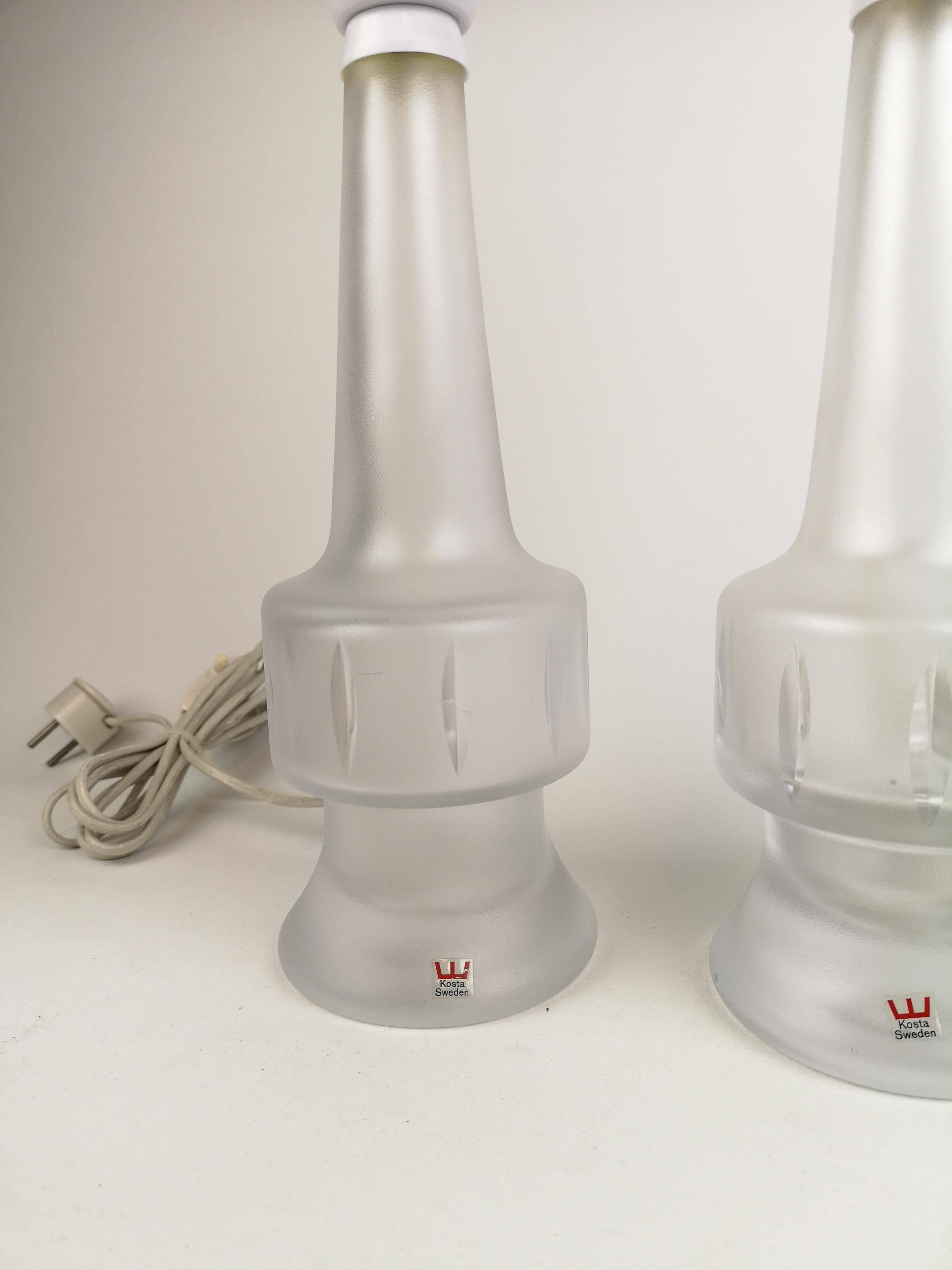 Pair of Kosta crystal table lamps, Sweden, 1960s