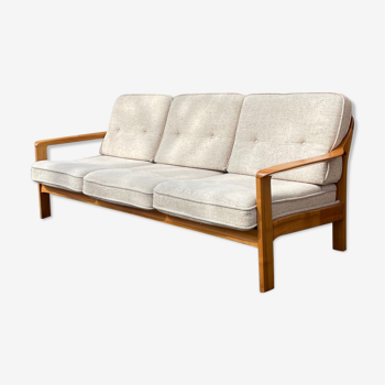 3-seater sofa in wood and fabric from the 60s
