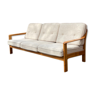 3-seater sofa in wood and fabric from the 60s