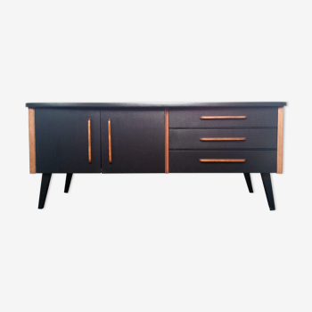 Enfilade scandinave relookée, noir et teck