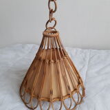 Vintage suspension rattan upcycled macramé mustard yellow