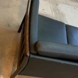 Black 3 seat leather sofa, Denmark 80/90