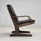 Fauteuil scandinave en cuir marron, années 1970