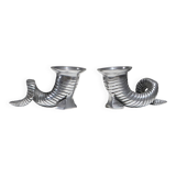 Pair of Horn Silver-Plated Candlesticks, 1960s