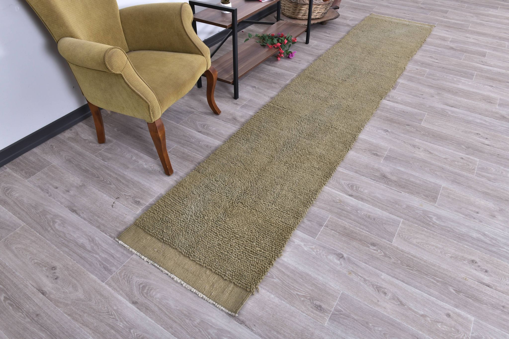 Tapis de couloir turc vert olive 2x12 65x352 cm SK 242413