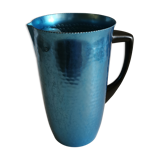 Vintage hammered blue metal pitcher