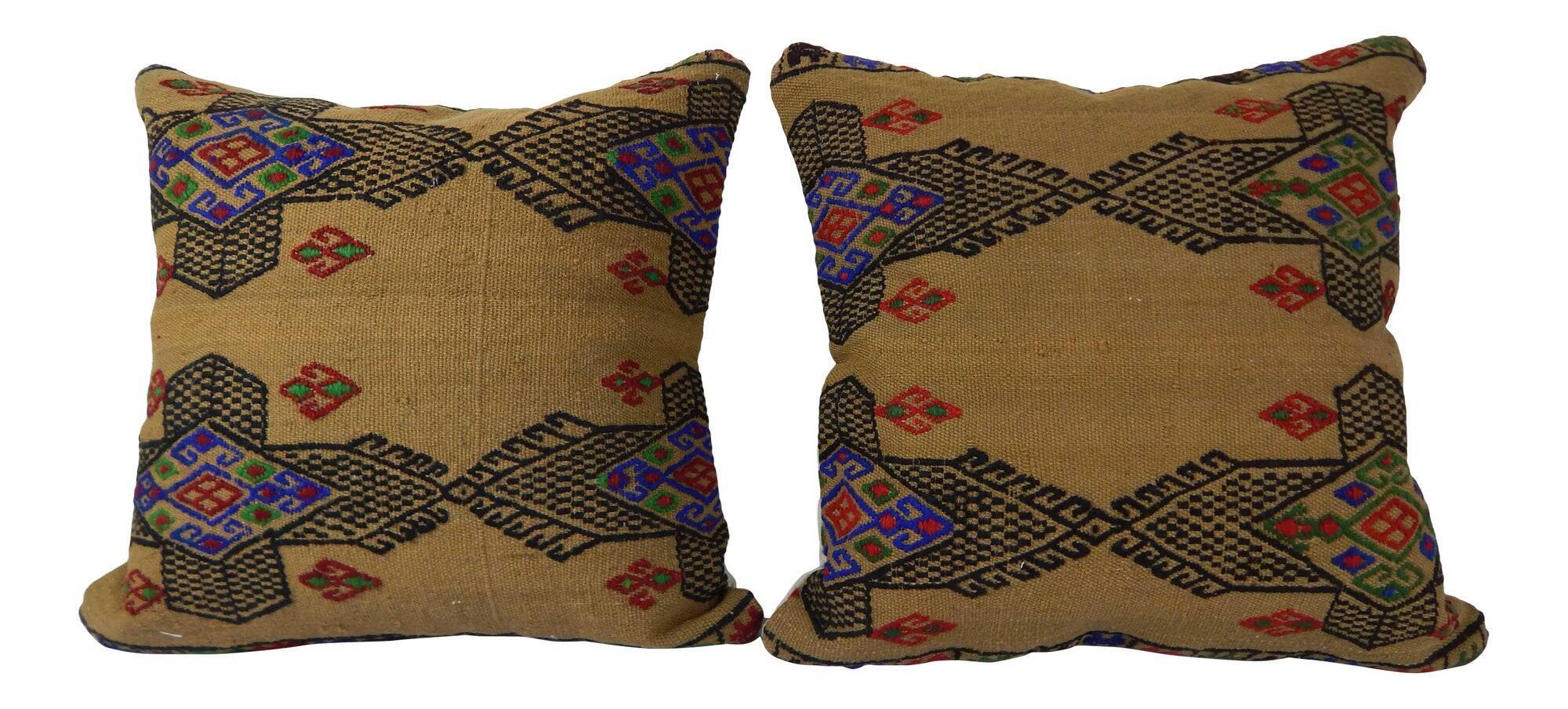 Set of 2 vintage kilim cushion covers 46x46 cm