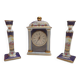 English porcelain clock and candle holders